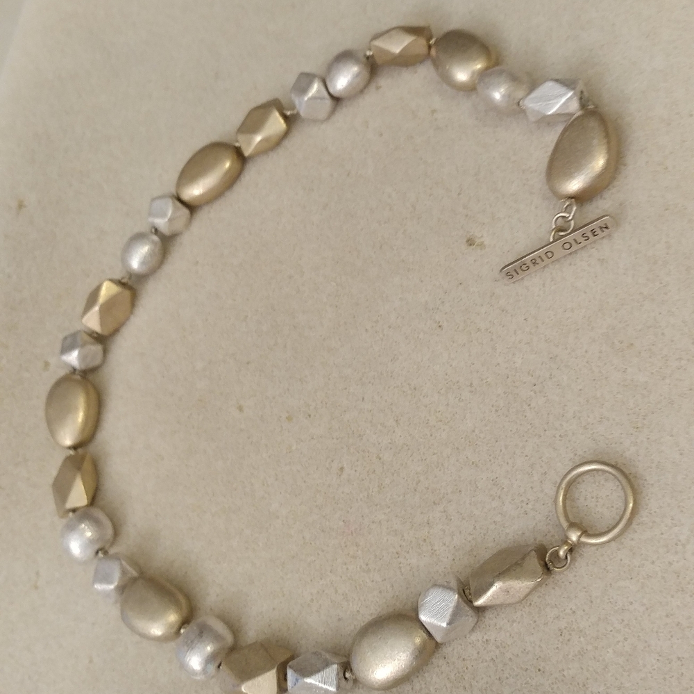 Sigrid Olsen necklace silver/gold chunky beaded
